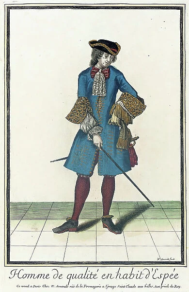 Recueil des modes de la cour de France, Homme de Qualité en Habit d'Espée, 1688. Creator: Nicolas Arnoult