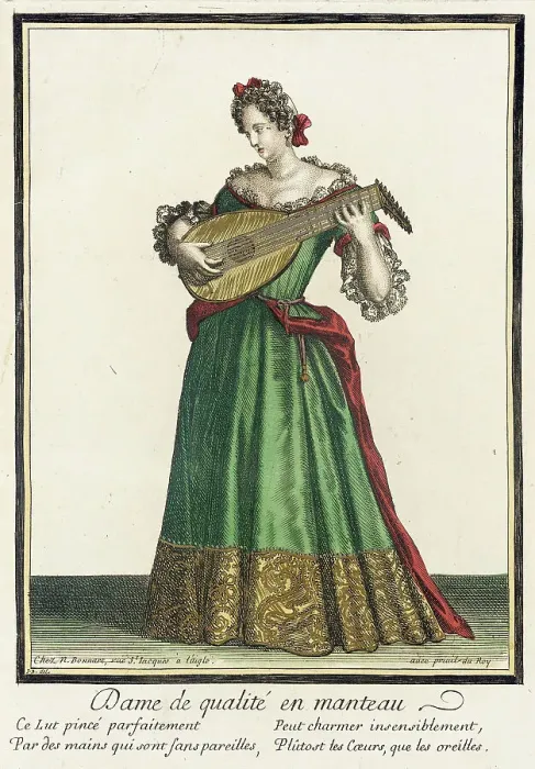 Framed Print : Recueil des modes de la cour de France, Dame de Qualité en Manteau, between c1682 and c1686. Creator: Nicolas Bonnart Framed Print : Recueil des modes de la cour de France, Dame de Qualité en Manteau, between c1682 and c1686. Creator: Nicolas Bonnart