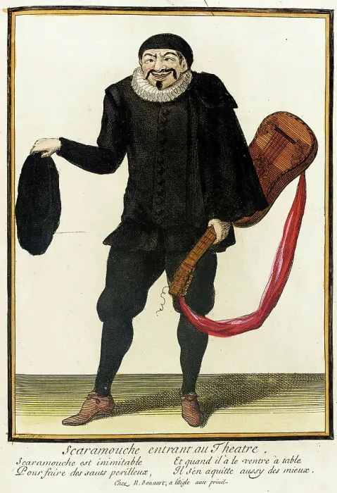 Framed Print : Recueil des modes de la cour de France, Scaramouche Entrant au Theatre, between c1678 and c1693. Creator: Nicolas Bonnart Framed Print : Recueil des modes de la cour de France, Scaramouche Entrant au Theatre, between c1678 and c1693. Creator: Nicolas Bonnart