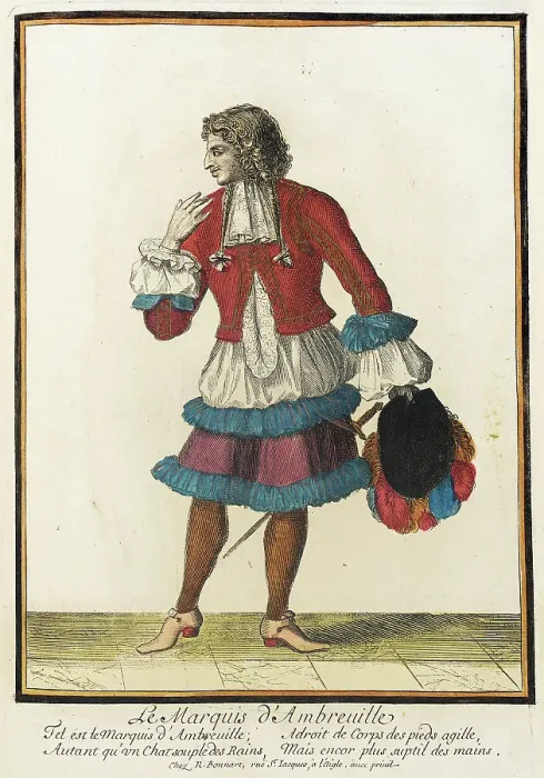 Framed Print : Recueil des modes de la cour de France, Le Marquis d'Ambreuille, between circa 1678 and circa 1693 Creator: Nicolas Bonnart Framed Print : Recueil des modes de la cour de France, Le Marquis d'Ambreuille, between circa 1678 and circa 1693 Creator: Nicolas Bonnart