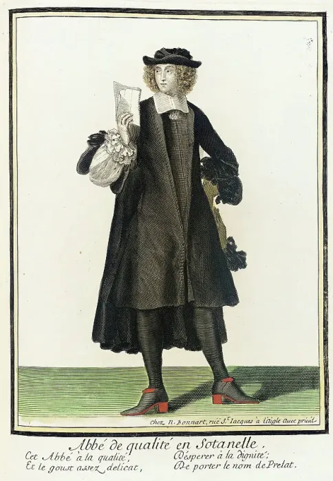 Framed Print : Recueil des modes de la cour de France, Abbé de Qualité en Sotanelle, between c1678 and c1693. Creator: Nicolas Bonnart Framed Print : Recueil des modes de la cour de France, Abbé de Qualité en Sotanelle, between c1678 and c1693. Creator: Nicolas Bonnart
