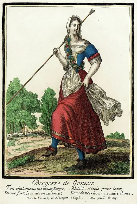 Framed Print : Recueil des modes de la cour de France, Bergerre de Gonesse, between circa 1678 and circa 1693. Creators: Nicolas Bonnart, Jean-Baptiste Bonnart Framed Print : Recueil des modes de la cour de France, Bergerre de Gonesse, between circa 1678 and circa 1693. Creators: Nicolas Bonnart, Jean-Baptiste Bonnart