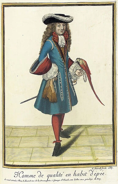 Recueil des modes de la cour de France, Homme de Qualité en Habit d'Épée, 1687. Creator: Nicolas Arnoult