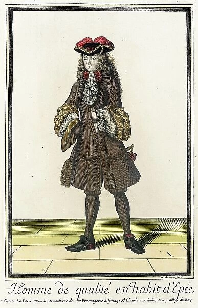 Recueil des modes de la cour de France, Homme de Qualité en Habit... between c1678 and c1681. Creator: Nicolas Arnoult
