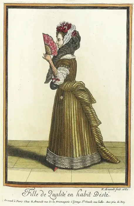 Framed Print : Recueil des modes de la cour de France, Fille de Qualité en Habit dÉsté, 1687. Creator: Nicolas Arnoult Framed Print : Recueil des modes de la cour de France, Fille de Qualité en Habit dÉsté, 1687. Creator: Nicolas Arnoult