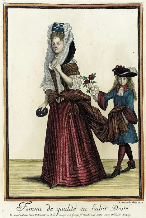 Framed Print : Recueil des modes de la cour de France, Femme de Qualité en Habit d'Esté, 1687. Creator: Nicolas Arnoult Framed Print : Recueil des modes de la cour de France, Femme de Qualité en Habit d'Esté, 1687. Creator: Nicolas Arnoult