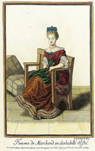 Recueil des modes de la cour de France, Femme de Marchand en Deshabillé d'Esté, 1687. Creator: Nicolas Arnoult