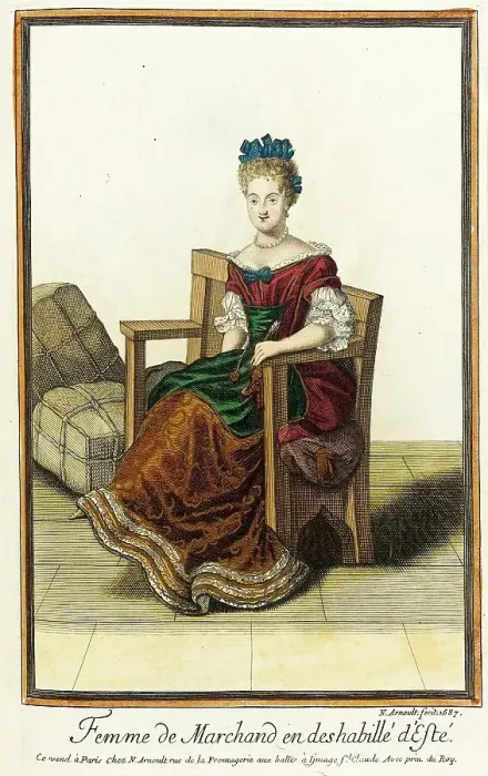 Framed Print : Recueil des modes de la cour de France, Femme de Marchand en Deshabillé d'Esté, 1687. Creator: Nicolas Arnoult Framed Print : Recueil des modes de la cour de France, Femme de Marchand en Deshabillé d'Esté, 1687. Creator: Nicolas Arnoult