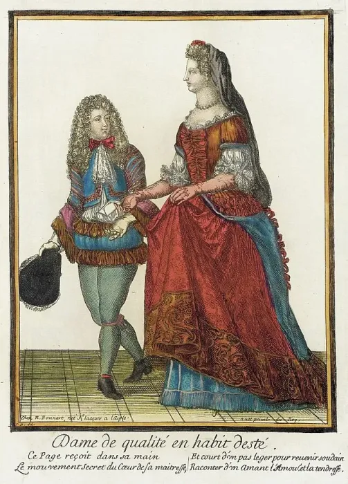 Framed Print : Recueil des modes de la cour de France, Dame de Qualité en Habit dEsté, between c1678 and c1693. Creator: Nicolas Bonnart Framed Print : Recueil des modes de la cour de France, Dame de Qualité en Habit dEsté, between c1678 and c1693. Creator: Nicolas Bonnart