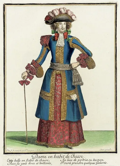 Framed Print : Recueil des modes de la cour de France, Dame en Habit de Chasse, 1670. Creator: Nicolas Bonnart Framed Print : Recueil des modes de la cour de France, Dame en Habit de Chasse, 1670. Creator: Nicolas Bonnart