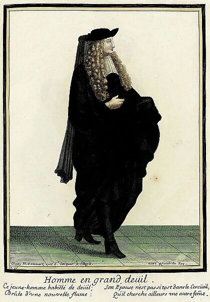 Recueil des modes de la cour de France, Homme en Grand Deüil, between 1670 and 1683. Creators: Nicolas Bonnart, Jean-Baptiste Bonnart
