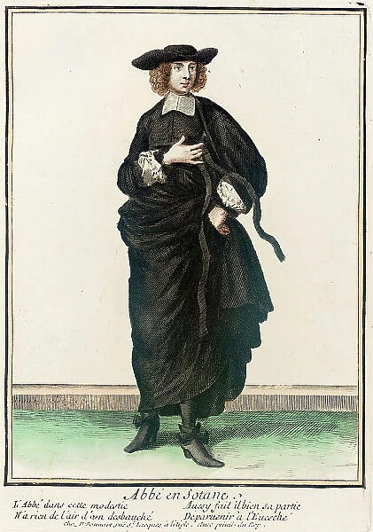 Recueil des modes de la cour de France, Abbé en Sotane, between circa 1678 and circa 1693. Creator: Nicolas Bonnart