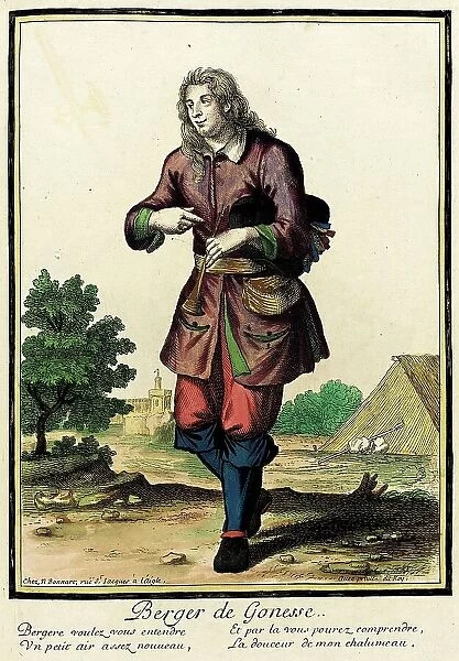 Recueil des modes de la cour de France, Berger de Gonesse, between c1678 and c1693. Creator: Nicolas Bonnart
