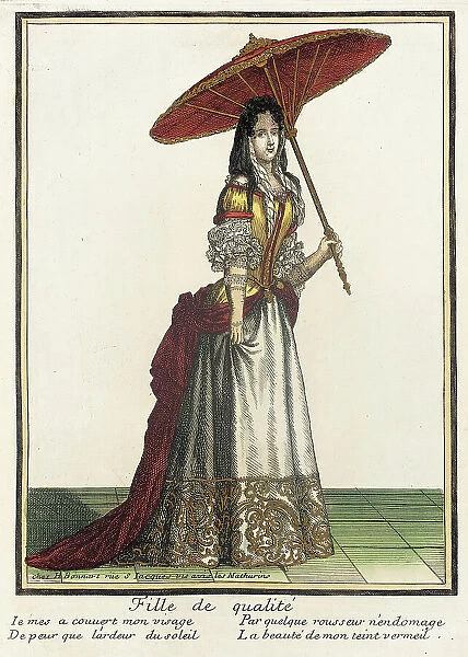 Recueil des modes de la cour de France, Fille de Qualité, Bound 1703-1704. Creator: Henri Bonnart
