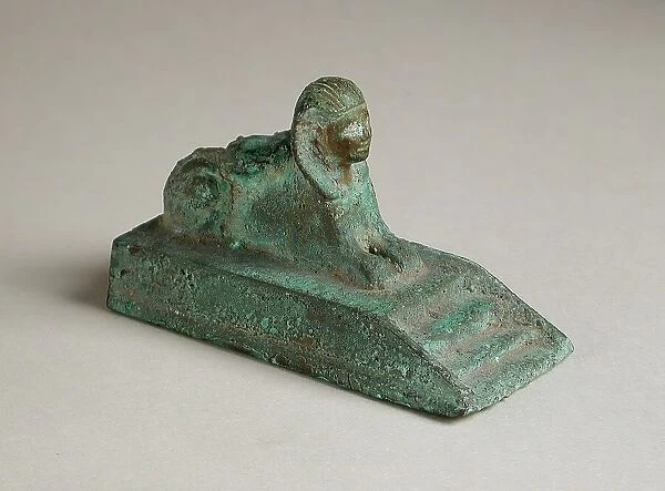 Recumbent Sphinx Figurine on a Stepped Platform, Ptolemaic Period (323-30 BCE) or modern. Creator: Unknown