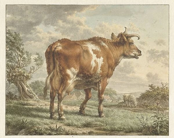 Red-and-white cow in a landscape, 1783. Creator: Jacob Cats