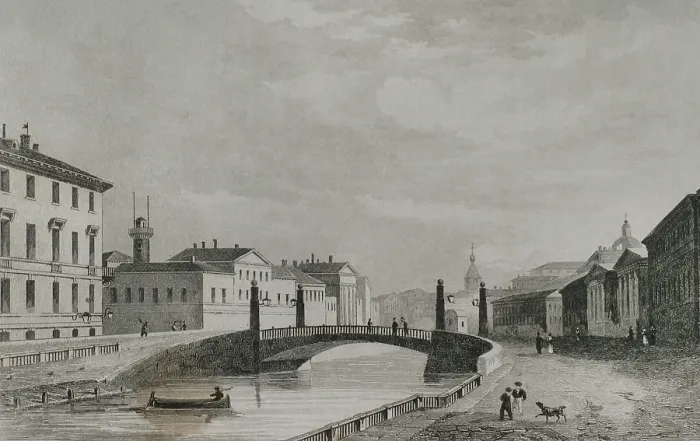 Framed Print : Red Bridge, Saint Petersburg, Russia, 1839. Creator: Samuel Cholet Framed Print : Red Bridge, Saint Petersburg, Russia, 1839. Creator: Samuel Cholet