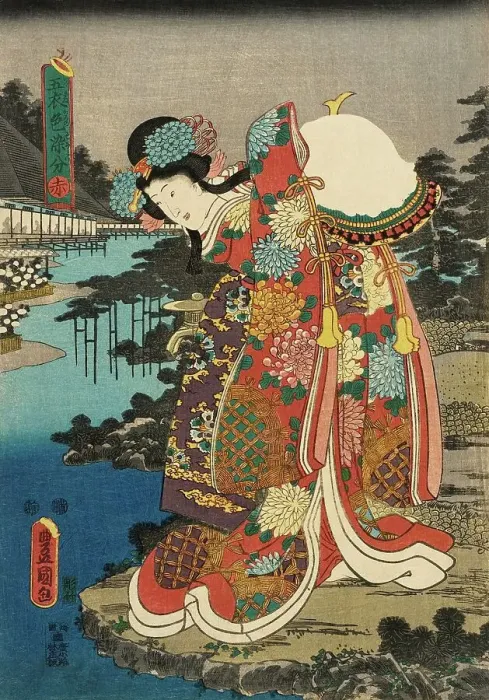 Framed Print : Red, between c1847 and c1852. Creator: Utagawa Kunisada Framed Print : Red, between c1847 and c1852. Creator: Utagawa Kunisada