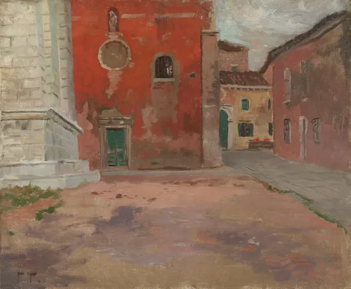 Framed Print : Red Church Wall in Venice, 1894. Creator: Frits Thaulow Framed Print : Red Church Wall in Venice, 1894. Creator: Frits Thaulow