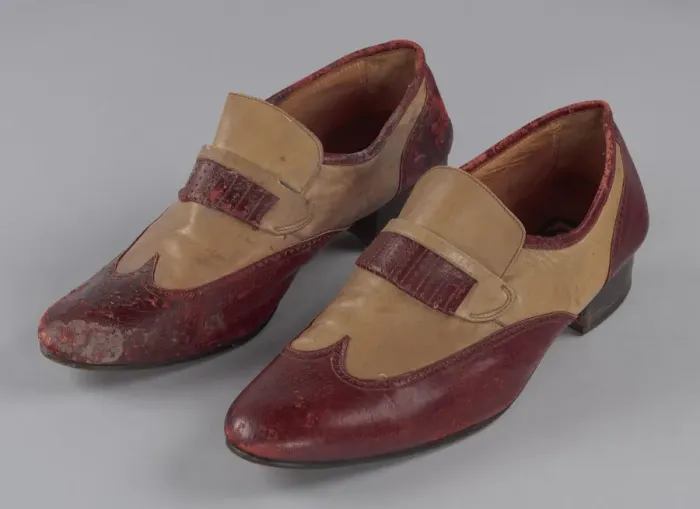 Framed Print : Red and cream loafers designed by Pierre Cardin and worn by Fats Domino Framed Print : Red and cream loafers designed by Pierre Cardin and worn by Fats Domino