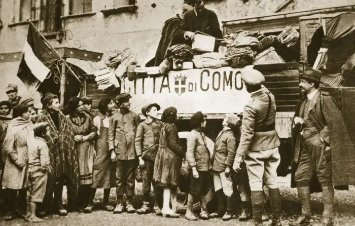 Framed Print : Red Cross supplies for war victims in Como, Italy, World War I, c1914-c1918. Artist Framed Print : Red Cross supplies for war victims in Como, Italy, World War I, c1914-c1918. Artist