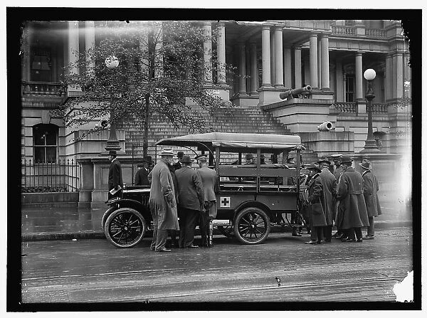 Red Cross vehicle at State Department, between 1916 and 1918. Creator: Harris & Ewing. Red Cross vehicle at State Department, between 1916 and 1918. Creator: Harris & Ewing