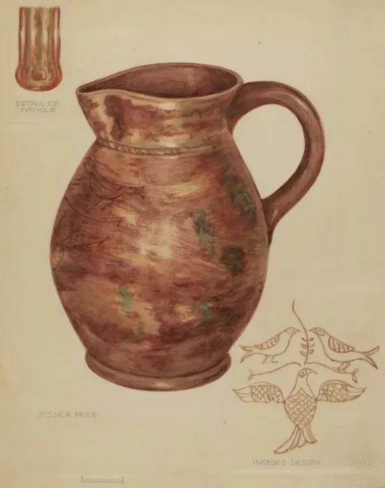 Framed Print : Red Earthenware Pitcher, 1935  /  1942. Creator: Jessica Price