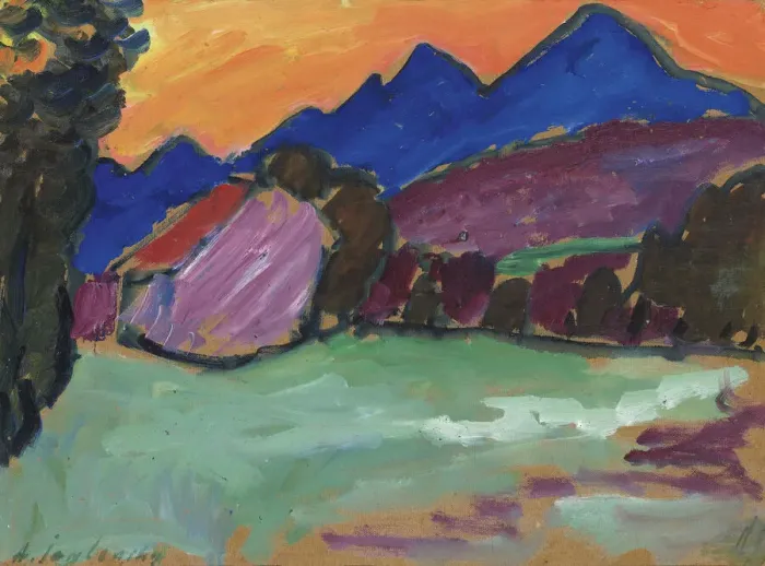 Framed Print : Red Evening - Blue Mountains, c. 1910. Creator: Javlensky, Alexei, von (1864-1941) Framed Print : Red Evening - Blue Mountains, c. 1910. Creator: Javlensky, Alexei, von (1864-1941)