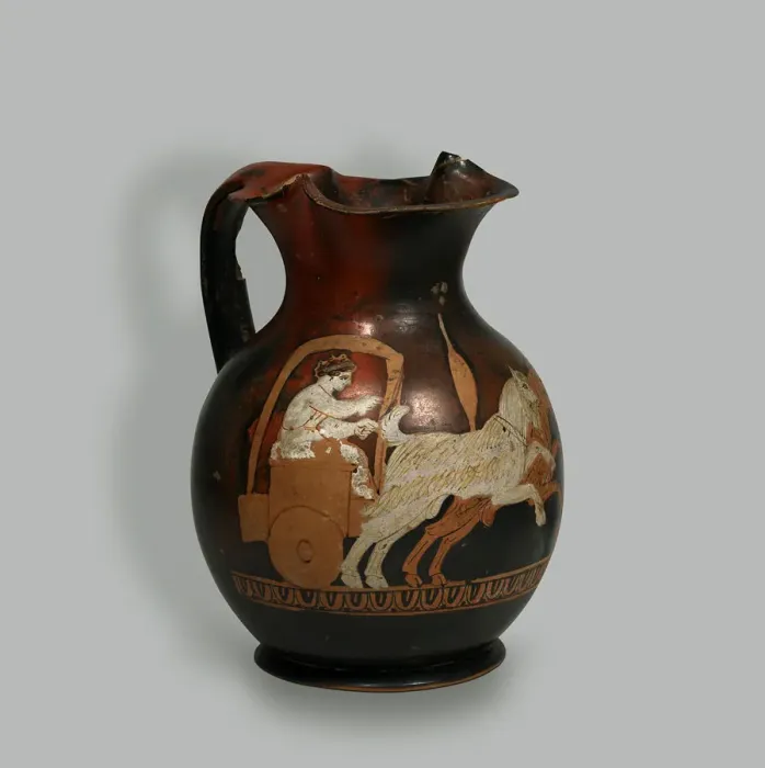 Framed Print : Red figured Oenochoe: a Chariot Driven by Two Goats, 4th century BC. Creator: Art of Ancient Rome Framed Print : Red figured Oenochoe: a Chariot Driven by Two Goats, 4th century BC. Creator: Art of Ancient Rome