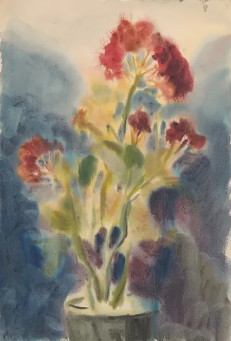 Framed Print : Red flower, 1930-1935. Creator: Zolo Palugyay