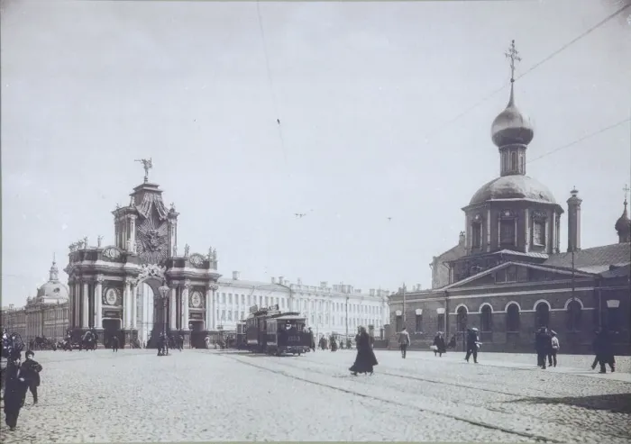 Framed Print : The Red Gates and the Church of Three Holy Hierarchs in Moscow, 1900s-1910s Framed Print : The Red Gates and the Church of Three Holy Hierarchs in Moscow, 1900s-1910s