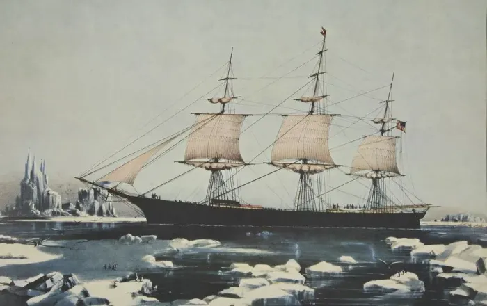 Framed Print : Red Jacket - In the Ice off Cape Horn, on her passage from Australia, to Liverpool, August 1854 Framed Print : Red Jacket - In the Ice off Cape Horn, on her passage from Australia, to Liverpool, August 1854