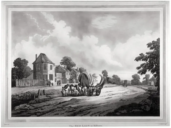 Framed Print : The Red Lion Tavern on the Edgware Road, London, c1788. Artist: CA Prestel Framed Print : The Red Lion Tavern on the Edgware Road, London, c1788. Artist: CA Prestel