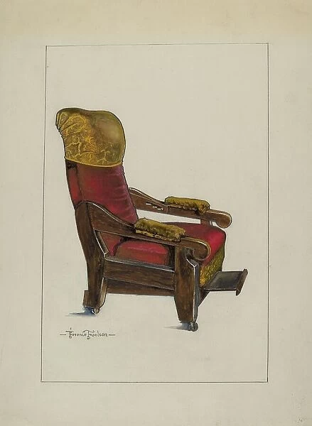 Red Plush Morris Chair, c. 1937. Creator: Florence Truelson