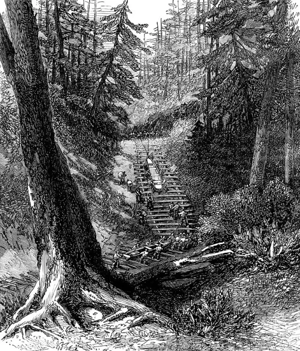 Framed Print : The Red River Expedition: crossing a portage, 1871. Creator: Unknown Framed Print : The Red River Expedition: crossing a portage, 1871. Creator: Unknown