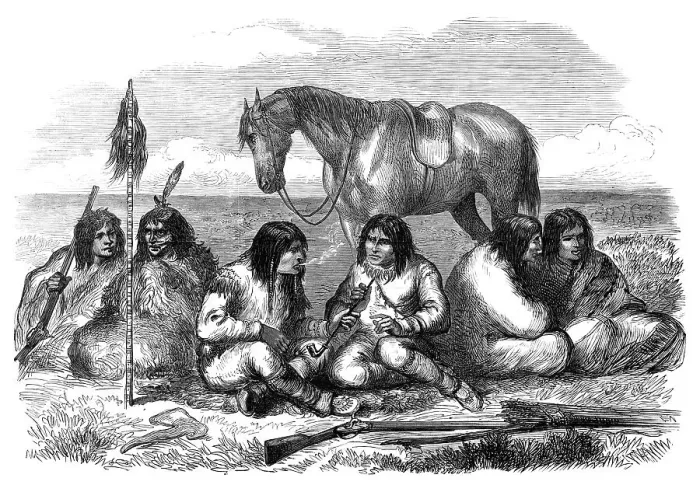 Framed Print : The Red River Expedition in North America: the Prairie Crees, 1870. Creator: Unknown Framed Print : The Red River Expedition in North America: the Prairie Crees, 1870. Creator: Unknown