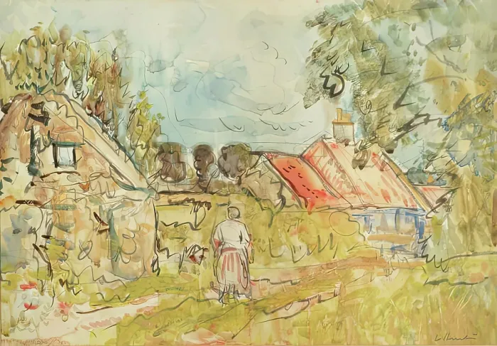 Framed Print : The Red Roof, 1925-1931. Creator: George Leslie Hunter Framed Print : The Red Roof, 1925-1931. Creator: George Leslie Hunter