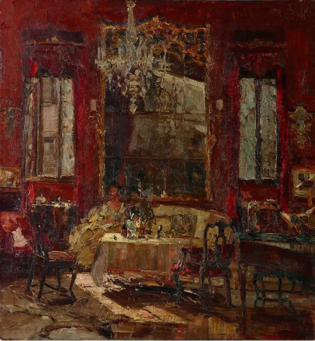 Framed Print : Red room, c. 1922. Creator: Ciardi, Emma (1879-1933) Framed Print : Red room, c. 1922. Creator: Ciardi, Emma (1879-1933)
