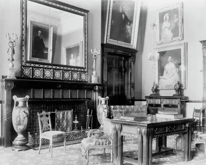 Framed Print : Red Room, White House, Washington, D.C. c1890. Creator: Frances Benjamin Johnston Framed Print : Red Room, White House, Washington, D.C. c1890. Creator: Frances Benjamin Johnston