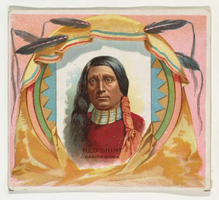 Framed Print : Red Shirt, Dakota Sioux, from the American Indian Chiefs series (N36) for Allen & Framed Print : Red Shirt, Dakota Sioux, from the American Indian Chiefs series (N36) for Allen &
