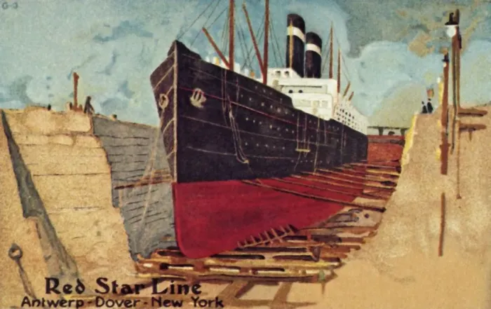 Framed Print : Red Star liner in dry dock for repair, c1905. Creator: Unknown Framed Print : Red Star liner in dry dock for repair, c1905. Creator: Unknown