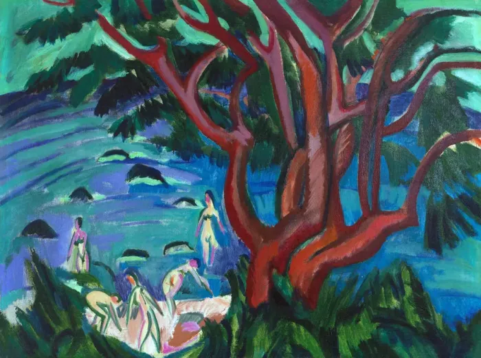 Framed Print : Red tree at the beach, 1913. Creator: Kirchner, Ernst Ludwig (1880-1938) Framed Print : Red tree at the beach, 1913. Creator: Kirchner, Ernst Ludwig (1880-1938)