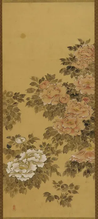 Framed Print : Red and white peonies, Edo period, 1615-1868. Creator: Unknown Framed Print : Red and white peonies, Edo period, 1615-1868. Creator: Unknown