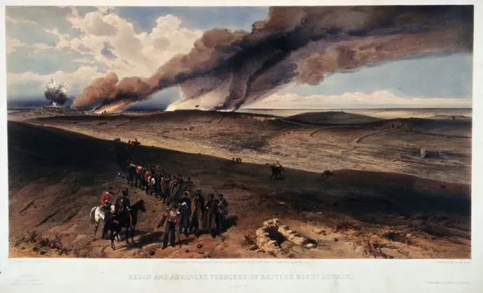 Framed Print : The Redan and the British trenches. Artist: Simpson, William (1832-1898) Framed Print : The Redan and the British trenches. Artist: Simpson, William (1832-1898)