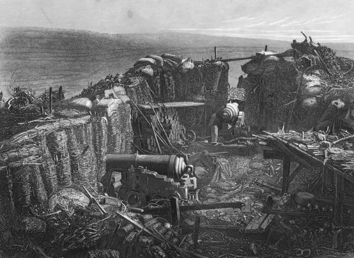 Framed Print : The Redan, view of a portion of the interior, Crimean War, (1857). Artist: H Bibby Framed Print : The Redan, view of a portion of the interior, Crimean War, (1857). Artist: H Bibby