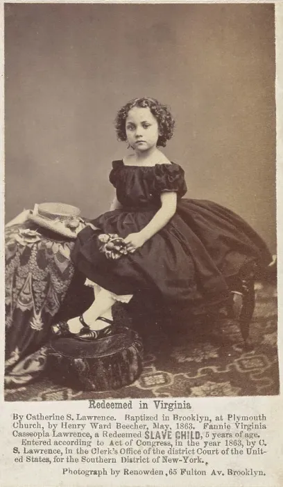 Framed Print : Redeemed in Virginia by Catherine S. Lawrence. Baptized in Brooklyn….by Henry Ward...1863. Creator: Renowden Framed Print : Redeemed in Virginia by Catherine S. Lawrence. Baptized in Brooklyn….by Henry Ward...1863. Creator: Renowden