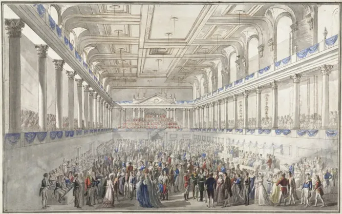 Framed Print : Redoute pare during the Congress of Vienna on October 9, 1814, c. 1815. Artist: Hoechle, Johann Nepomuk (1790-1835) Framed Print : Redoute pare during the Congress of Vienna on October 9, 1814, c. 1815. Artist: Hoechle, Johann Nepomuk (1790-1835)