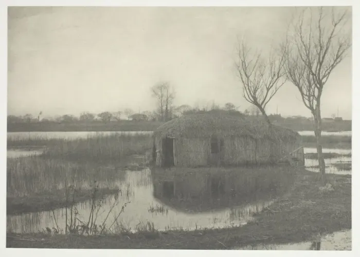 Framed Print : A Reed Boat-House, 1886. Creator: Peter Henry Emerson Framed Print : A Reed Boat-House, 1886. Creator: Peter Henry Emerson