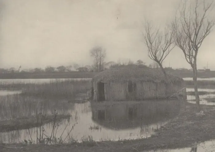 Framed Print : A Reed Boat-House, 1886. Creators: Dr Peter Henry Emerson, Thomas Frederick Goodall Framed Print : A Reed Boat-House, 1886. Creators: Dr Peter Henry Emerson, Thomas Frederick Goodall