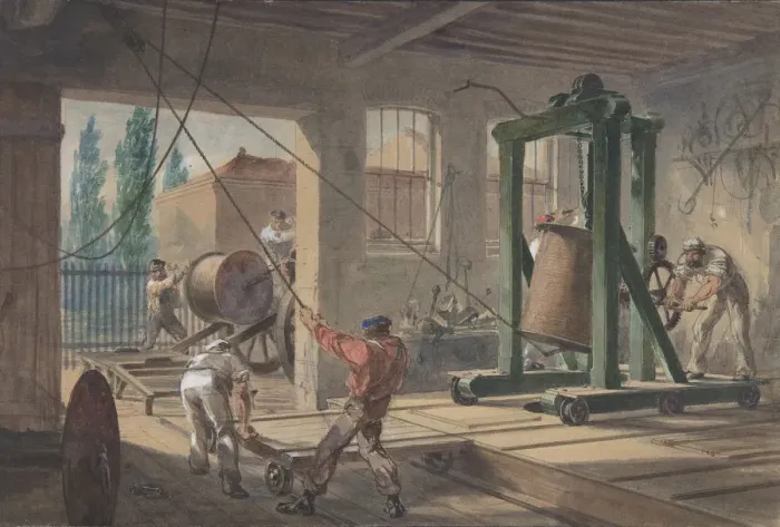 Framed Print : The Reels of Gutta-percha Covered Conducting Wire Conveyed into Tanks at the Works Framed Print : The Reels of Gutta-percha Covered Conducting Wire Conveyed into Tanks at the Works